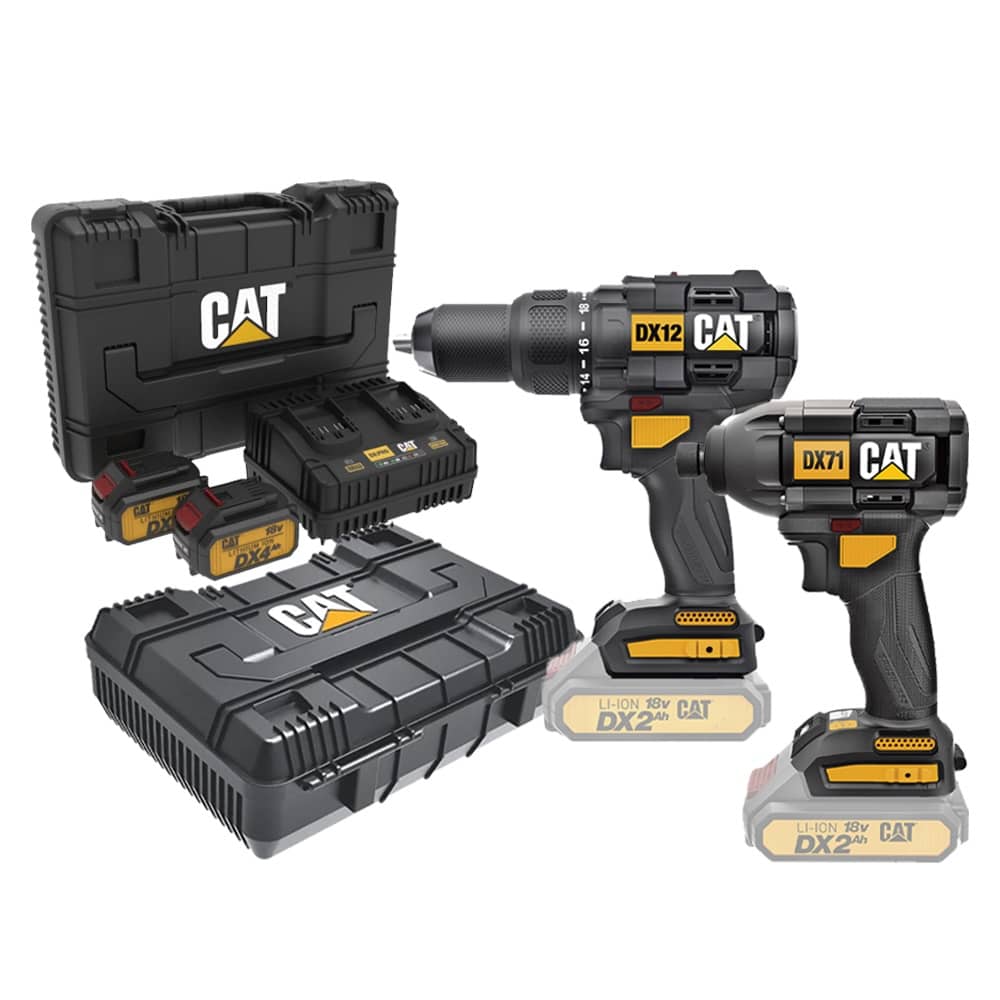 CAT Combo-05 Δραπανοκατσάβιδο κρουστικό DX12B + κατσαβίδι παλμικό DX71B + δώρο 2 κασετίνες + -60% 2 μπαταρίες 4.0ah με διπλό φορτιστή DXK900 CAT Combo-05 Δραπανοκατσάβιδο κρουστικό DX12B + κατσαβίδι παλμικό DX71B + δώρο 2 κασετίνες + -60% 2 μπαταρίες 4.0ah με διπλό φορτιστή DXK900