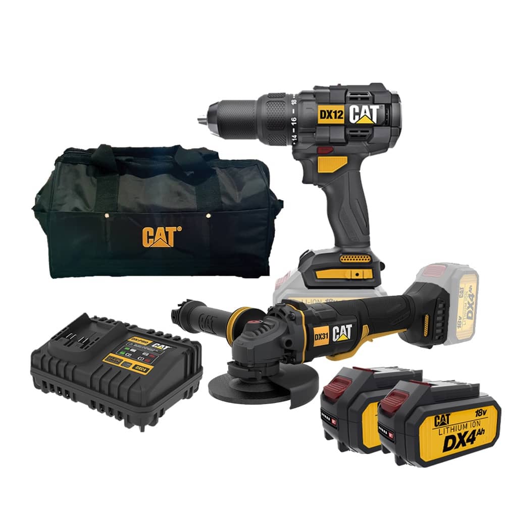 CAT Combo-08 Δραπανοκατσάβιδο κρουστικό DX12B + γωνιακός τροχός μπαταρίας 125mm DX314B + τσάντα εργαλείων χεριού DA42001 + δώρο 2 μπαταρίες 4.0Ah DXB4 + δώρο διπλό φορτιστή DXC42 CAT Combo-08 Δραπανοκατσάβιδο κρουστικό DX12B + γωνιακός τροχός μπαταρίας 125mm DX314B + τσάντα εργαλείων χεριού DA42001 + δώρο 2 μπαταρίες 4.0Ah DXB4 + δώρο διπλό φορτιστή DXC42