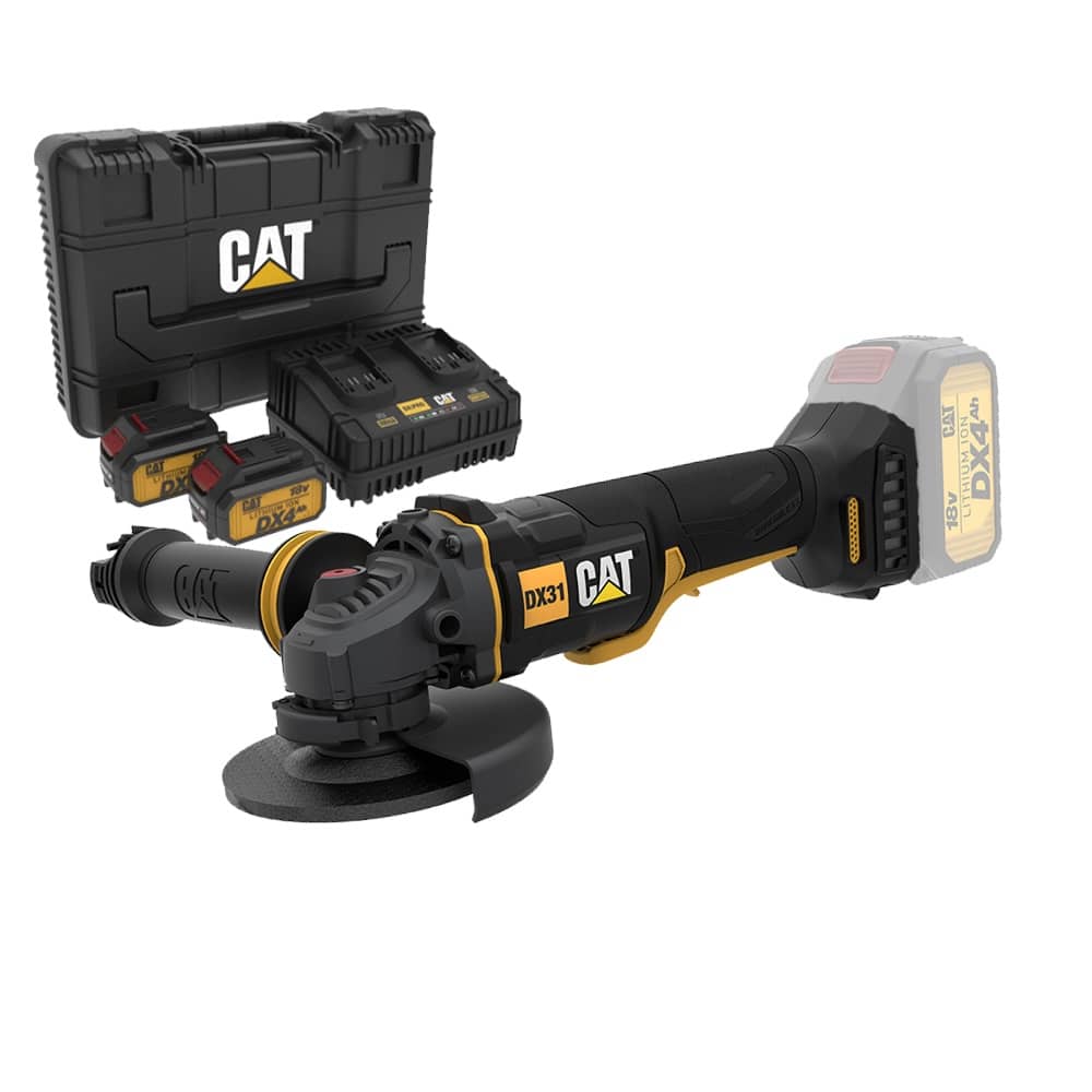 CAT Combo-13 Γωνιακός τροχός μπαταρίας 125mm DX314B + δώρο κασετίνα + -60% 2 μπαταρίες 4.0Ah με διπλό φορτιστή DXK900 CAT Combo-13 Γωνιακός τροχός μπαταρίας 125mm DX314B + δώρο κασετίνα + -60% 2 μπαταρίες 4.0Ah με διπλό φορτιστή DXK900